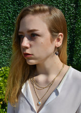 METALLIC OCEAN THREE TIER CHAIN AND WHITE OPAL GEMSTONE NECKLACE WHOLESALE 1
