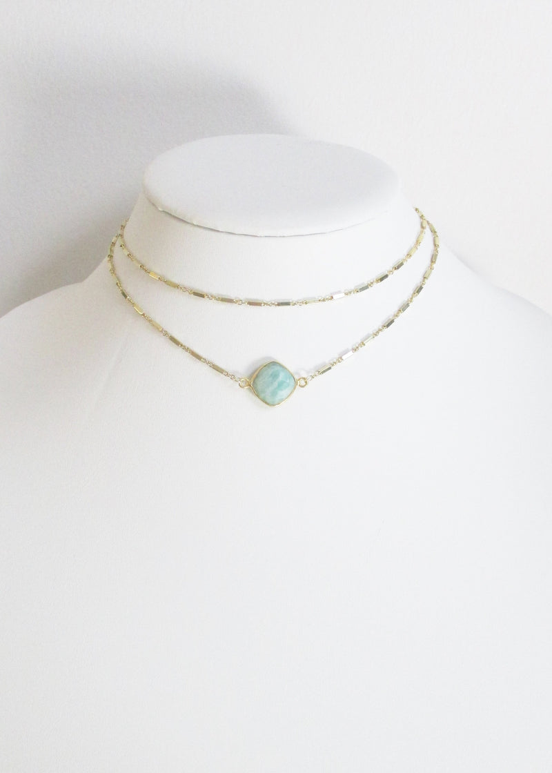 CELESTE ABBY DOUBLE CHOKER NECKLACE AMAZONITE WHOLESALE 1