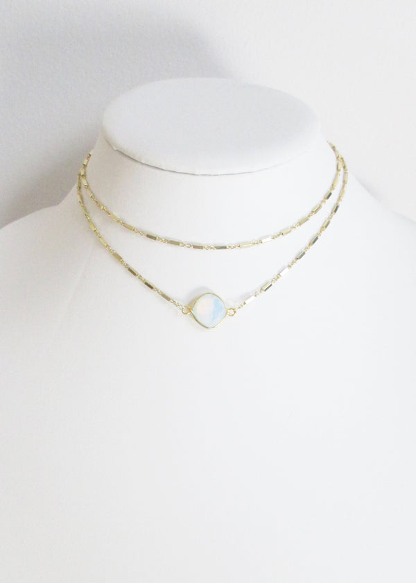ABBY CELESTE DOUBLE CHOKER NECKLACE WHITE OPAL WHOLESALE 1