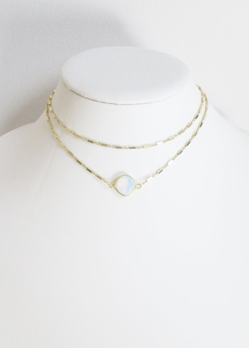 ABBY CELESTE DOUBLE CHOKER NECKLACE WHITE OPAL WHOLESALE 1