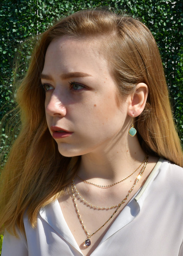 METALLIC OCEAN THREE TIER LABRADORITE AND IOLITE GEMSTONE NECKLACE WHOLESALE 1