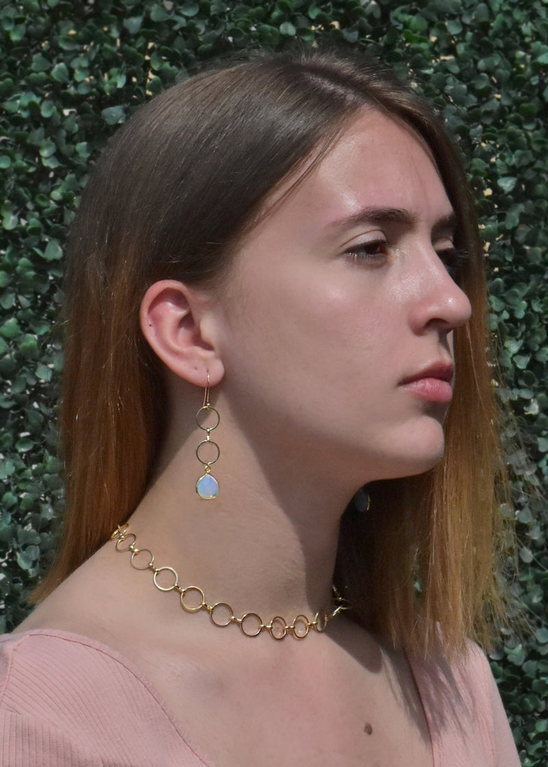 METALLIC OCEAN WHITE OPAL EARRINGS WHOLESALE